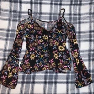 Floral patterned shoulder cut blouse